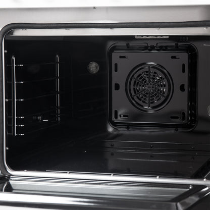 Gama de combustible dual Galiano de 48 pulgadas, diseño en blanco y latón antiguo con 8 quemadores sellados, 107,000 BTU, hornos dobles de 6.58 pies cúbicos y plancha