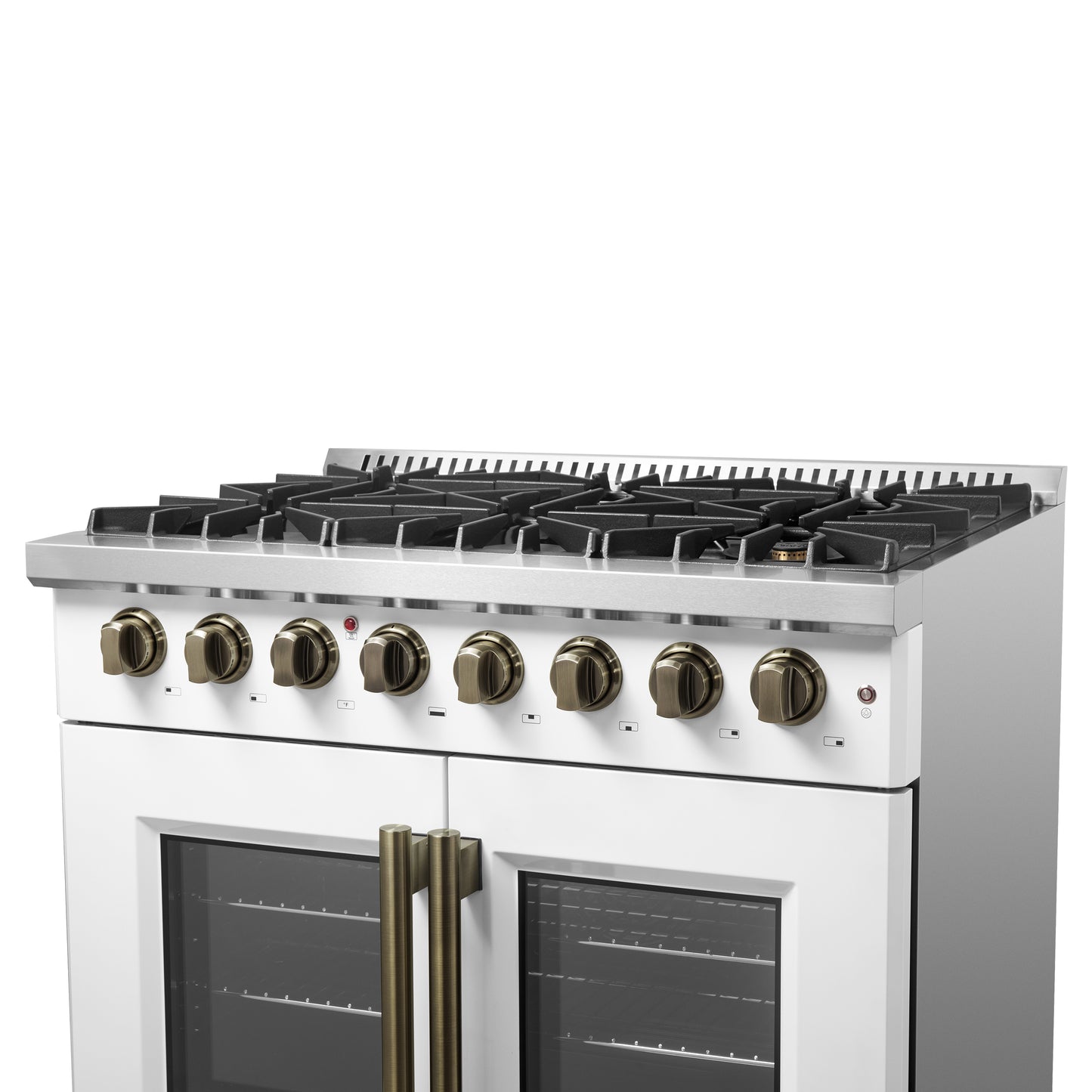 Cocina independiente de combustible dual con puerta francesa Forno Galiano de 36 pulgadas, color blanco