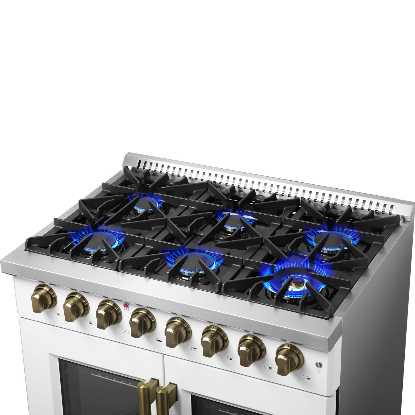 Cocina independiente de combustible dual con puerta francesa Forno Galiano de 36 pulgadas, color blanco