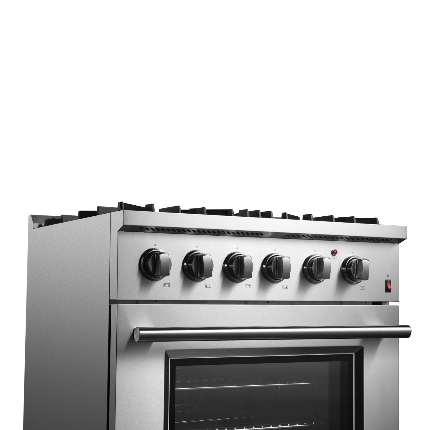 Cocina de doble combustible Forno Marco de 30 pulgadas, acero inoxidable, 4 quemadores, 37,000 BTU, horno de convección real, eficiencia energética
