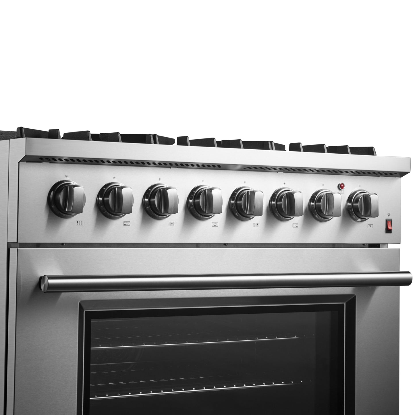 Cocina de doble combustible Forno Marco de 36 pulgadas, acero inoxidable, 6 quemadores, 67,000 BTU, horno de convección real, eficiencia energética
