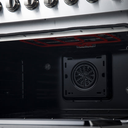 Cocina de doble combustible Forno Marco de 36 pulgadas, acero inoxidable, 6 quemadores, 67,000 BTU, horno de convección real, eficiencia energética