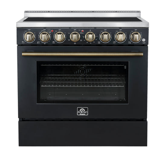 Cuisinière électrique autonome noire Forno Paolo de 36 pouces, acier inoxydable, 5,44 pi³, four à convection véritable, écoénergétique