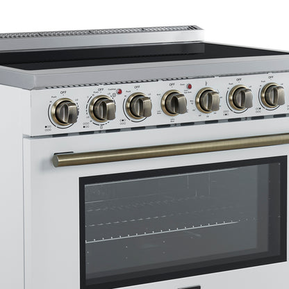 Forno Paolo 36 Inch White Freestanding Electric Range, Stainless Steel, 5.44 cu.ft, True Convection Oven, Energy Efficient - Forno Appliances