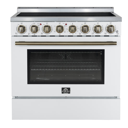 Cuisinière électrique autonome blanche Forno Paolo de 36 pouces, acier inoxydable, 5,44 pi³, four à convection véritable, écoénergétique