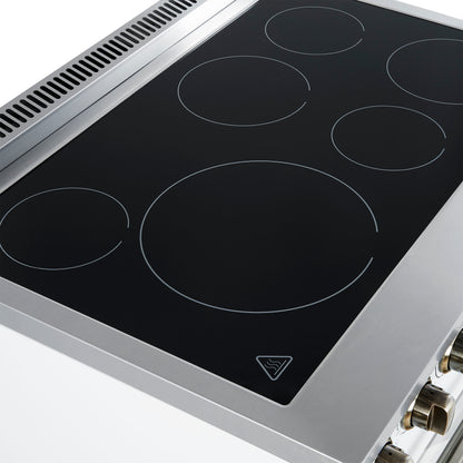 Cocina eléctrica independiente Forno Paolo de 36 pulgadas, color blanco, acero inoxidable, 5.44 pies cúbicos, horno de convección real, eficiencia energética