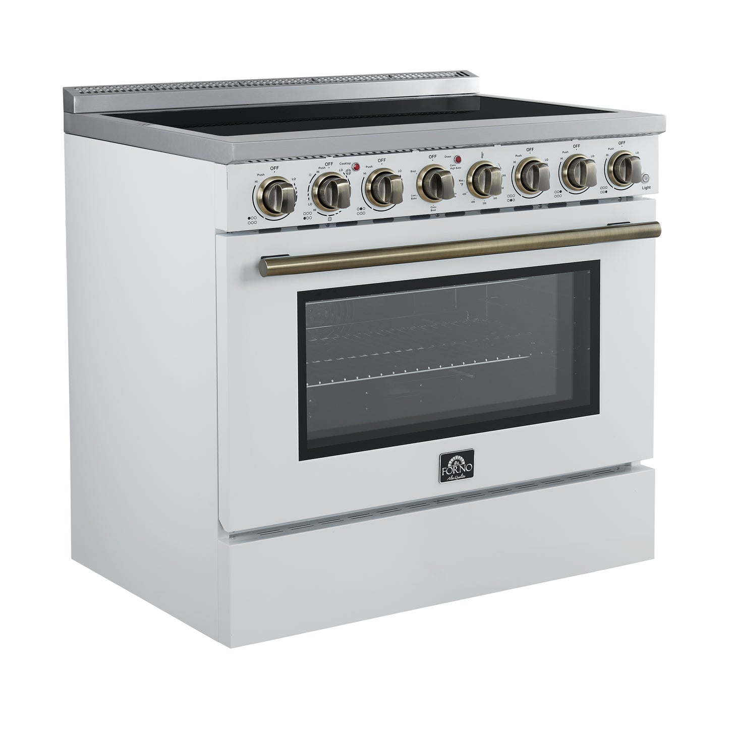 Cocina eléctrica independiente Forno Paolo de 36 pulgadas, color blanco, acero inoxidable, 5.44 pies cúbicos, horno de convección real, eficiencia energética