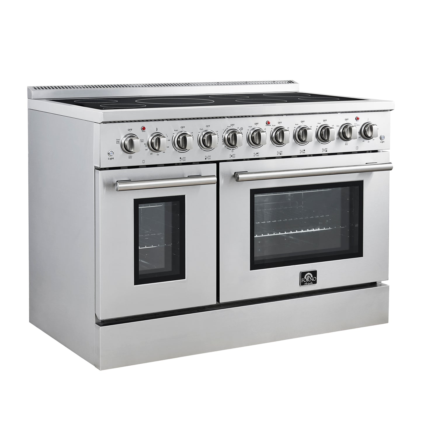 Forno Paolo 48 Inch Freestanding Electric Range, Stainless Steel, 6.7 cu.ft, True Convection Oven, Energy Efficient