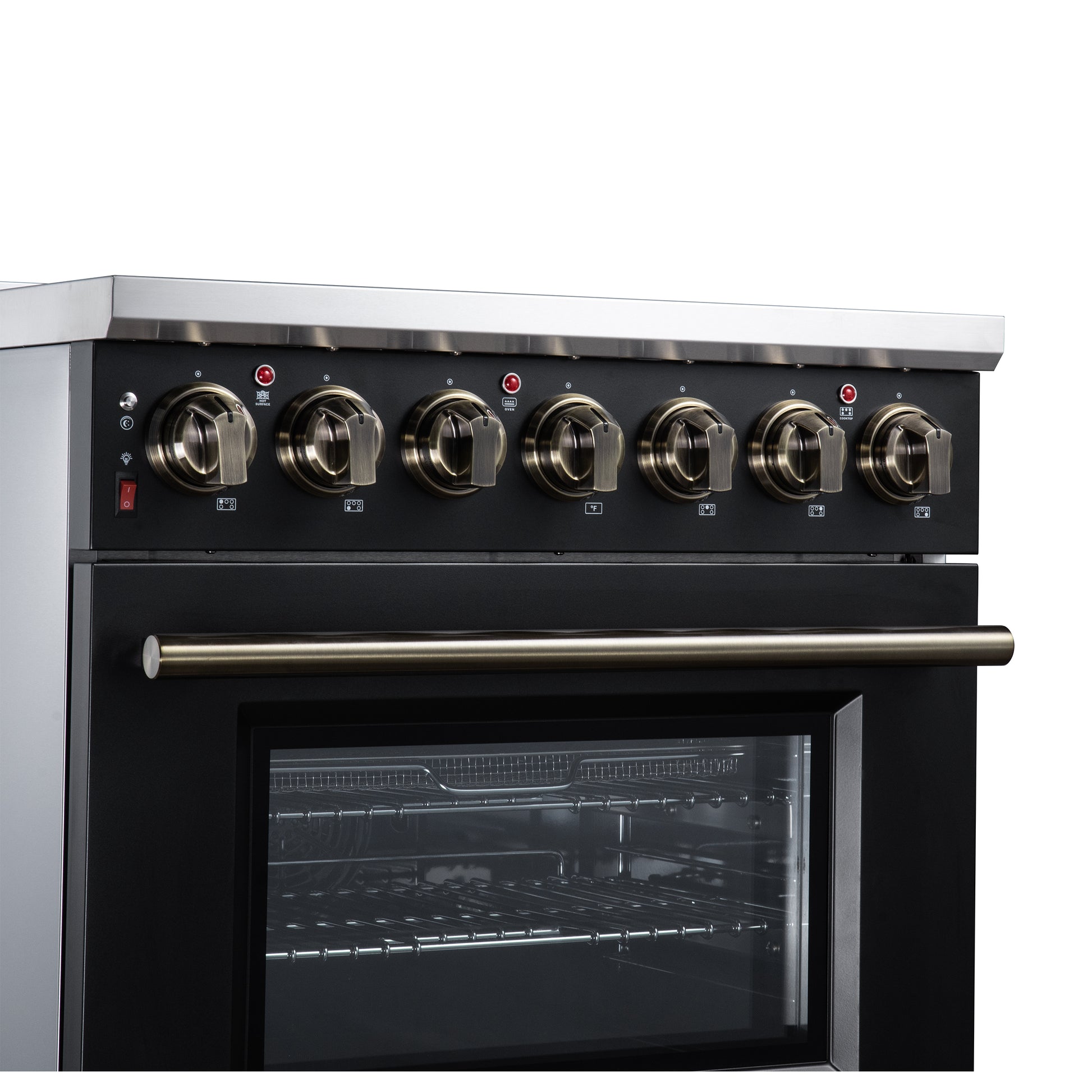 Massimo 30 Inch Freestanding Electric range, 5 radiant burners, 4.32 cf. True Convection oven, Air fryer kit, Black - Forno Appliances