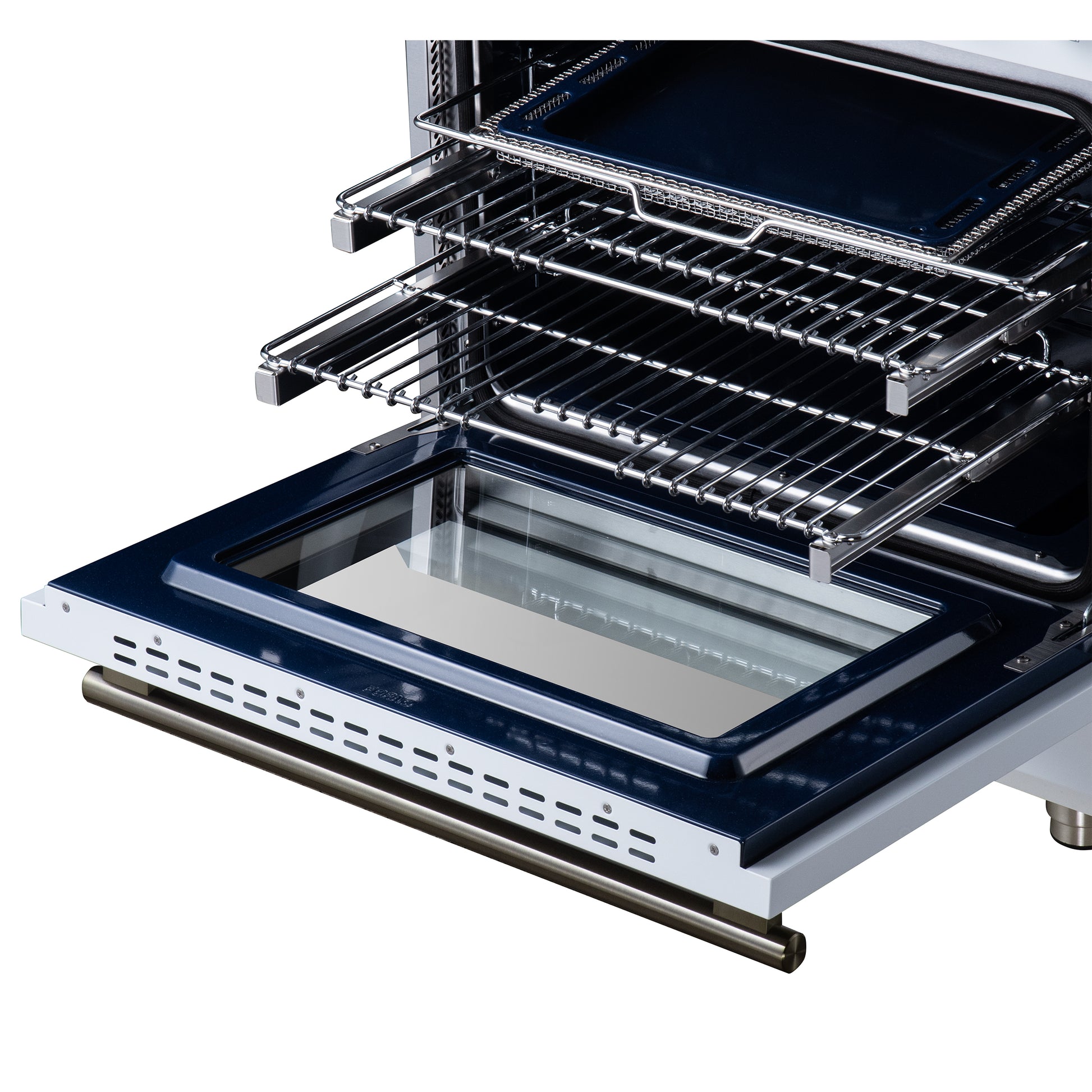 Massimo 30 Inch Freestanding Electric range, 5 radiant burners, 4.32 cf. True Convection oven, Air Fryer Kit, White - Forno Appliances