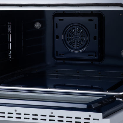 Massimo 36 Inch Freestanding Electric range, 5 radiant burners, 5.36 cf. True Convection oven, Air fryer kit, White - Forno Appliances