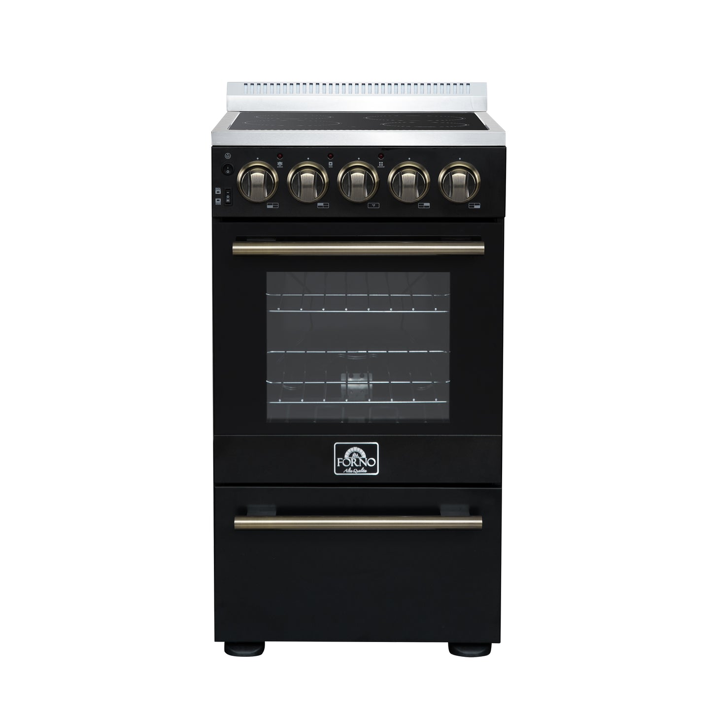 Cuisinière électrique autonome Forno Pallerano de 20 pouces, noire, version Canada, prise et cordon inclus