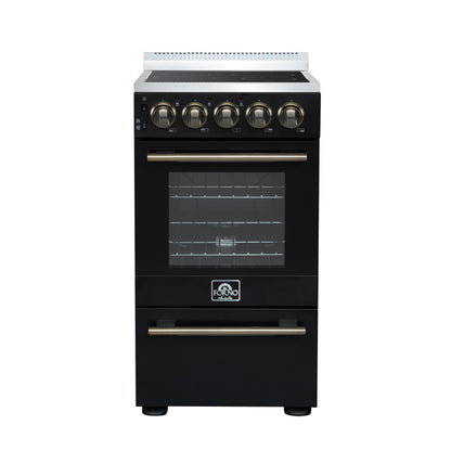Cuisinière électrique autonome Forno Pallerano de 20 pouces, noire, version Canada, prise et cordon inclus