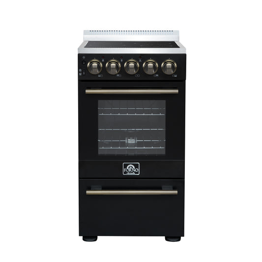 Cuisinière électrique autonome Forno Pallerano de 20 pouces, noire, version Canada, prise et cordon inclus