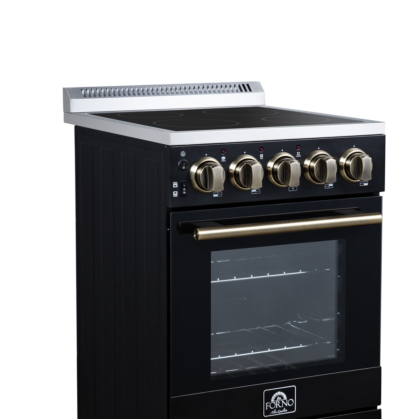 Cuisinière électrique autonome Forno Pallerano de 20 pouces, noire, version Canada, prise et cordon inclus