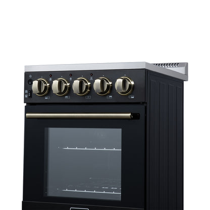 Cuisinière électrique autonome Forno Pallerano de 20 pouces, noire, version Canada, prise et cordon inclus