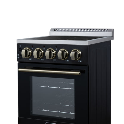 Cuisinière électrique autonome Forno Pallerano de 20 pouces, noire, version Canada, prise et cordon inclus