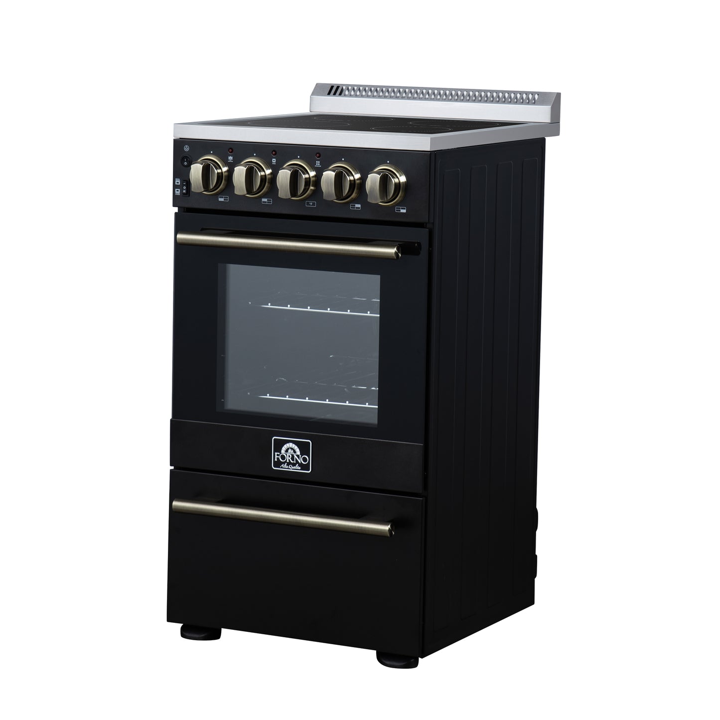 Cuisinière électrique autonome Forno Pallerano de 20 pouces, noire, version Canada, prise et cordon inclus