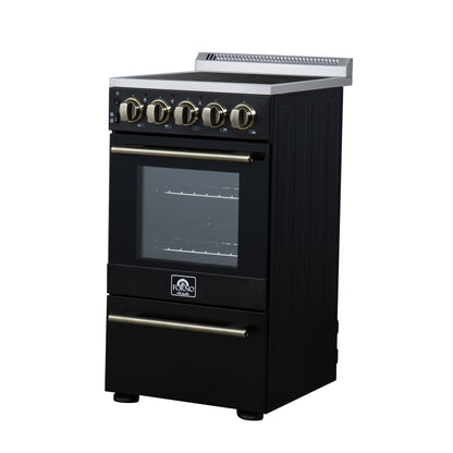 Cuisinière électrique autonome Forno Pallerano de 20 pouces, noire, version Canada, prise et cordon inclus