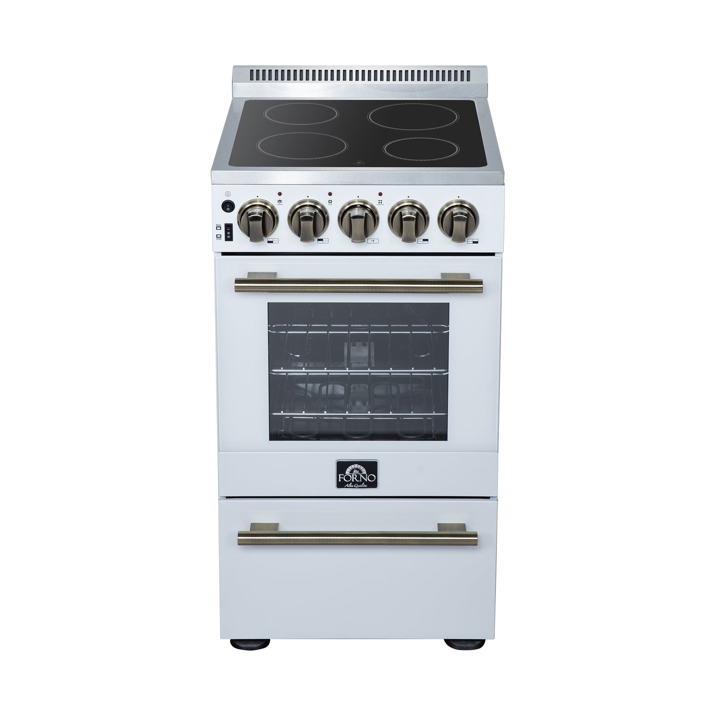 Cuisinière électrique autonome Forno Pallerano de 20 pouces, blanche, version Canada, prise et cordon inclus