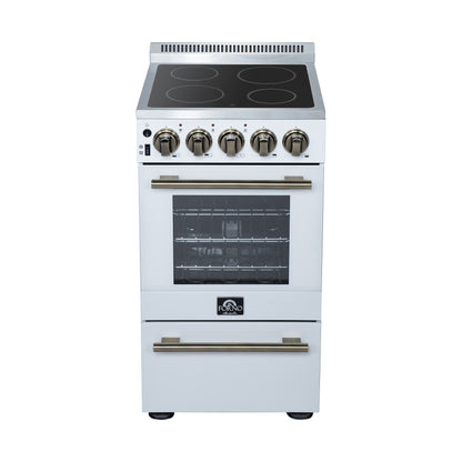 Cuisinière électrique autonome Forno Pallerano de 20 pouces, blanche, version Canada, prise et cordon inclus