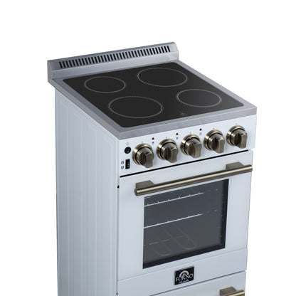 Cuisinière électrique autonome Forno Pallerano de 20 pouces, blanche, version Canada, prise et cordon inclus