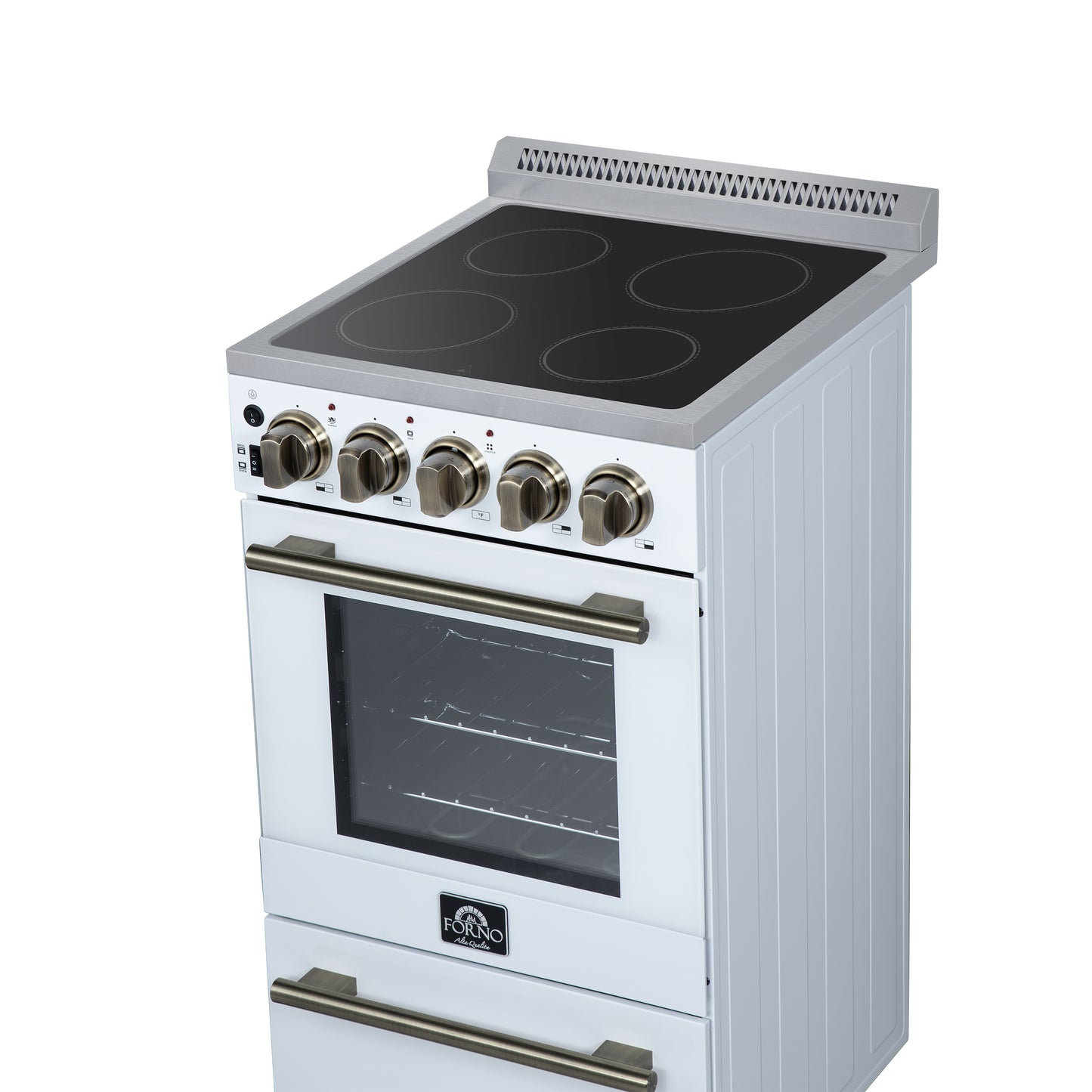 Cuisinière électrique autonome Forno Pallerano de 20 pouces, blanche, version Canada, prise et cordon inclus