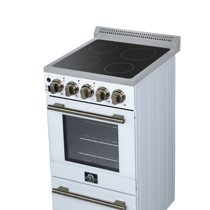 Cuisinière électrique autonome Forno Pallerano de 20 pouces, blanche, version Canada, prise et cordon inclus