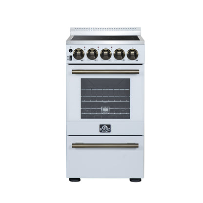 Cuisinière électrique autonome Forno Pallerano de 20 pouces, blanche, version Canada, prise et cordon inclus