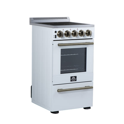 Cuisinière électrique autonome Forno Pallerano de 20 pouces, blanche, version Canada, prise et cordon inclus