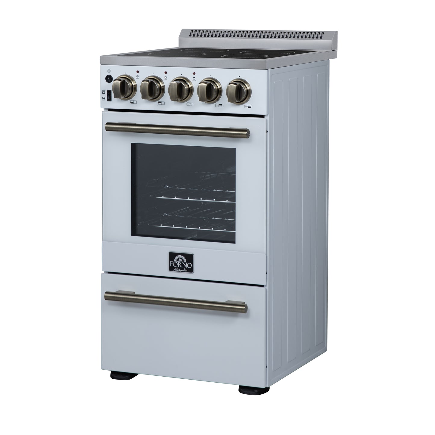 Cuisinière électrique autonome Forno Pallerano de 20 pouces, blanche, version Canada, prise et cordon inclus