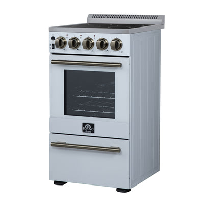 Cuisinière électrique autonome Forno Pallerano de 20 pouces, blanche, version Canada, prise et cordon inclus