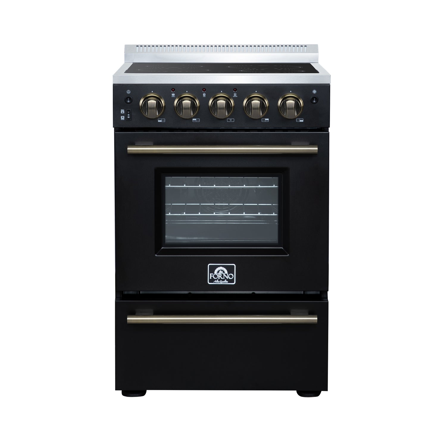 Cuisinière électrique autonome Forno Loiano de 24 pouces, noire, version Canada, prise et cordon inclus