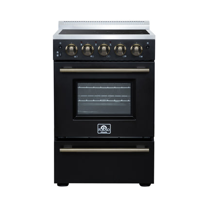 Cuisinière électrique autonome Forno Loiano de 24 pouces, noire, version Canada, prise et cordon inclus