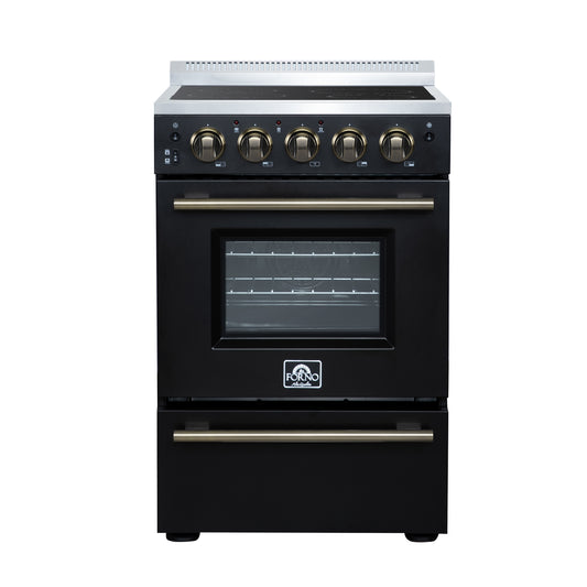 Cuisinière électrique autonome Forno Loiano de 24 pouces, noire, version Canada, prise et cordon inclus