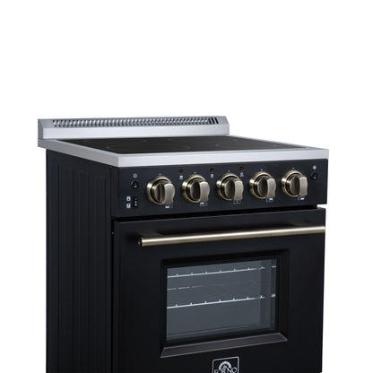 Cuisinière électrique autonome Forno Loiano de 24 pouces, noire, version Canada, prise et cordon inclus