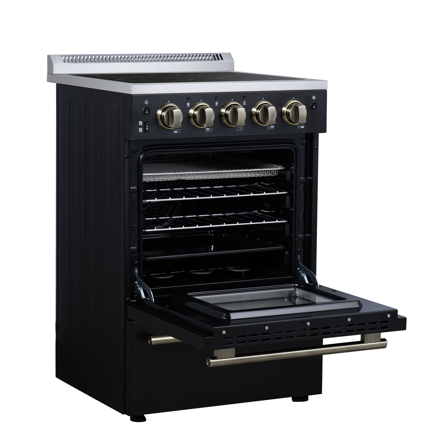 Cuisinière électrique autonome Forno Loiano de 24 pouces, noire, version Canada, prise et cordon inclus