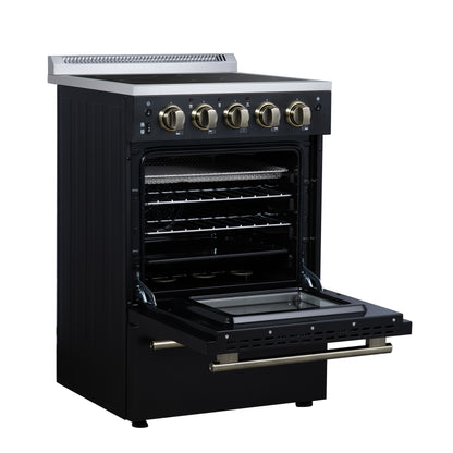 Cuisinière électrique autonome Forno Loiano de 24 pouces, noire, version Canada, prise et cordon inclus