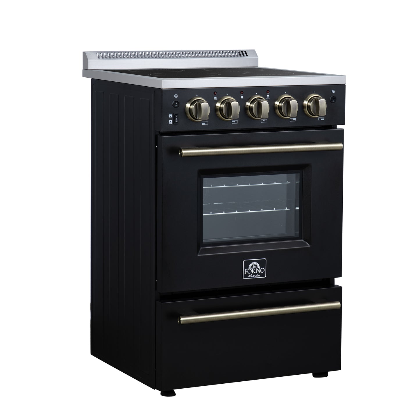 Cuisinière électrique autonome Forno Loiano de 24 pouces, noire, version Canada, prise et cordon inclus