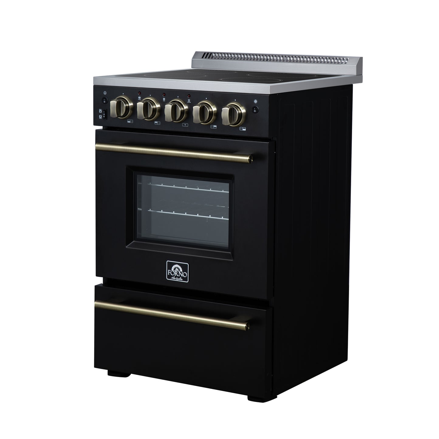 Cuisinière électrique autonome Forno Loiano de 24 pouces, noire, version Canada, prise et cordon inclus