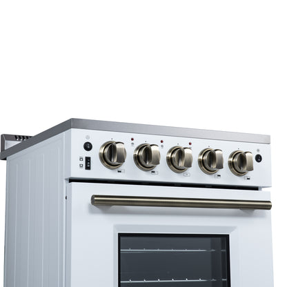 Cocina eléctrica independiente Forno Loiano de 24 pulgadas en blanco, versión canadiense, enchufe y cable incluidos