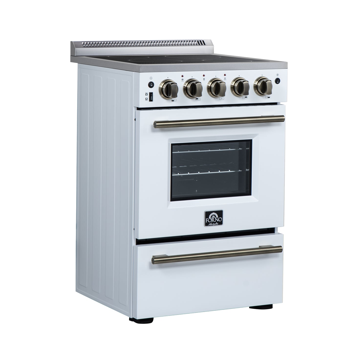 Cocina eléctrica independiente Forno Loiano de 24 pulgadas en blanco, versión canadiense, enchufe y cable incluidos