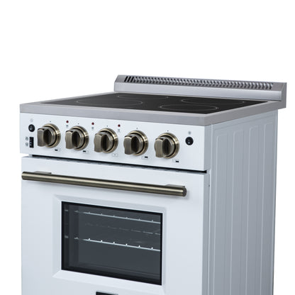 Cocina eléctrica independiente Forno Loiano de 24 pulgadas en blanco, versión canadiense, enchufe y cable incluidos