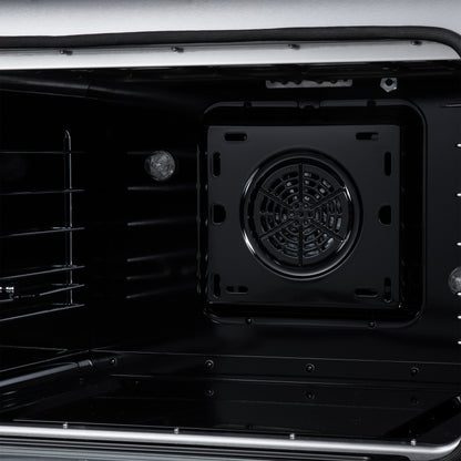 Galiano 30 Inch Freestanding Electric range, 4 radiant burners, 4.32 cf. True Convection oven, Air fryer kit, Black - Forno Appliances