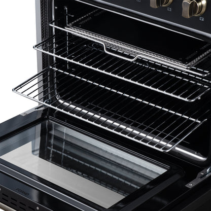 Galiano 30 Inch Freestanding Electric range, 4 radiant burners, 4.32 cf. True Convection oven, Air fryer kit, Black - Forno Appliances
