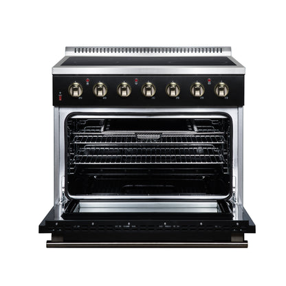 Galiano 36 Inch Freestanding Electric range, 5 radiant burners, 5.36 cf. True Convection oven, Air fryer kit, Black - Forno Appliances