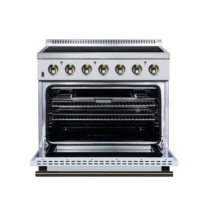 Galiano 36 Inch Freestanding Electric range, 5 radiant burners, 5.36 cf. True Convection oven, Air fryer kit, White - Forno Appliances