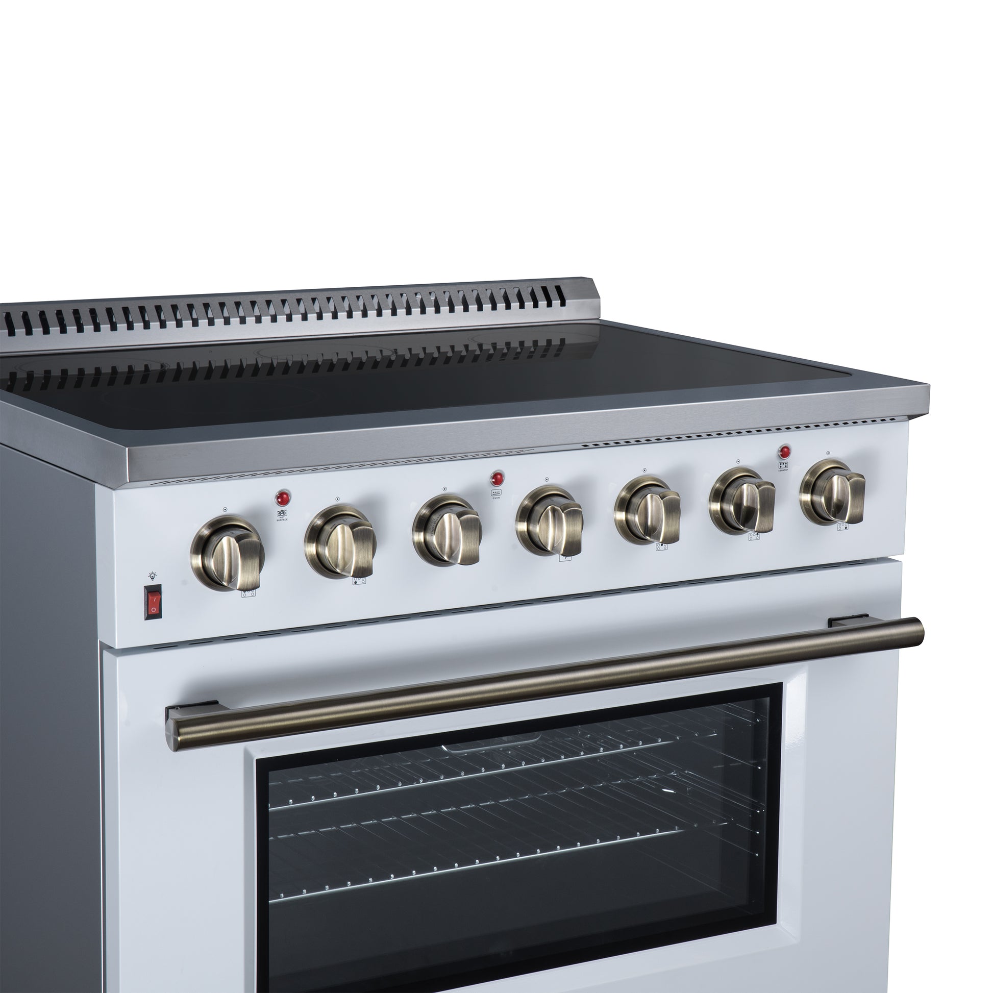 Galiano 36 Inch Freestanding Electric range, 5 radiant burners, 5.36 cf. True Convection oven, Air fryer kit, White - Forno Appliances