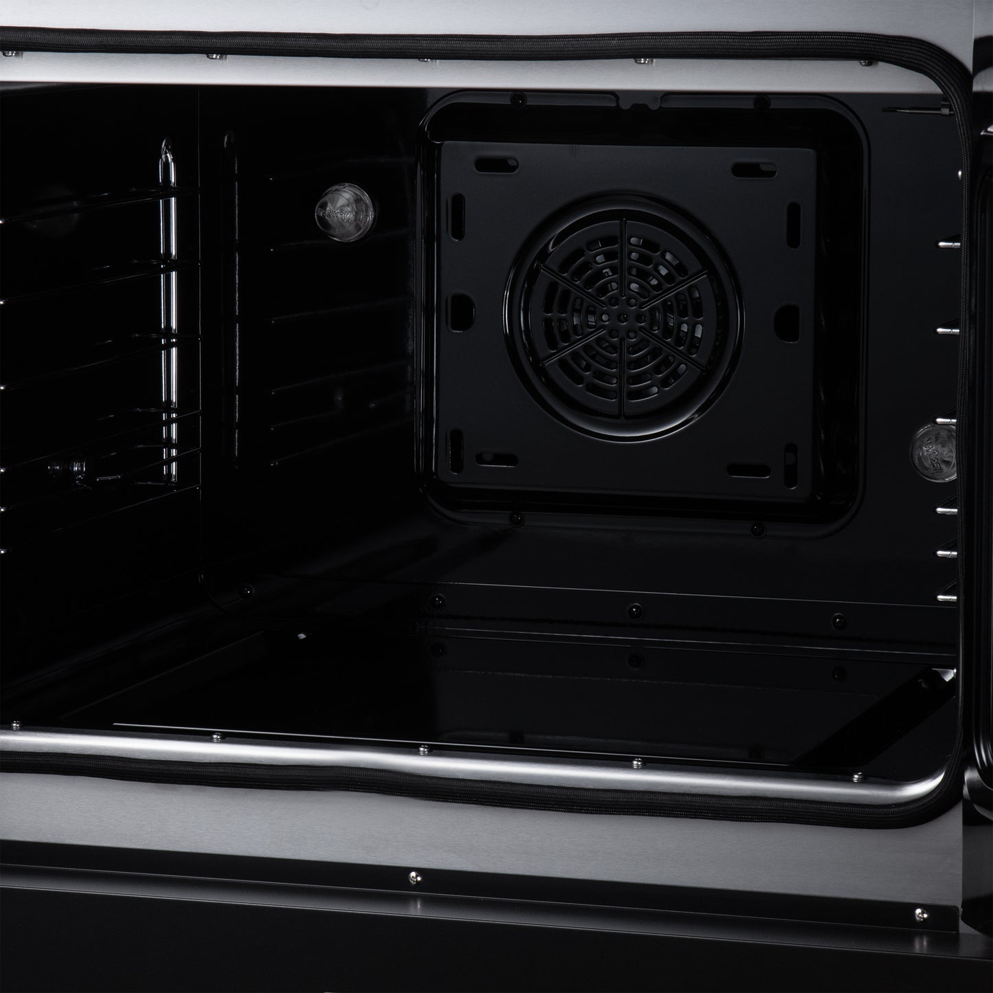 Galiano 30 Inch French Door Electric range, 4 radiant burners, 4.32 cf. True Convection oven, Air fryer kit, Black - Forno Appliances