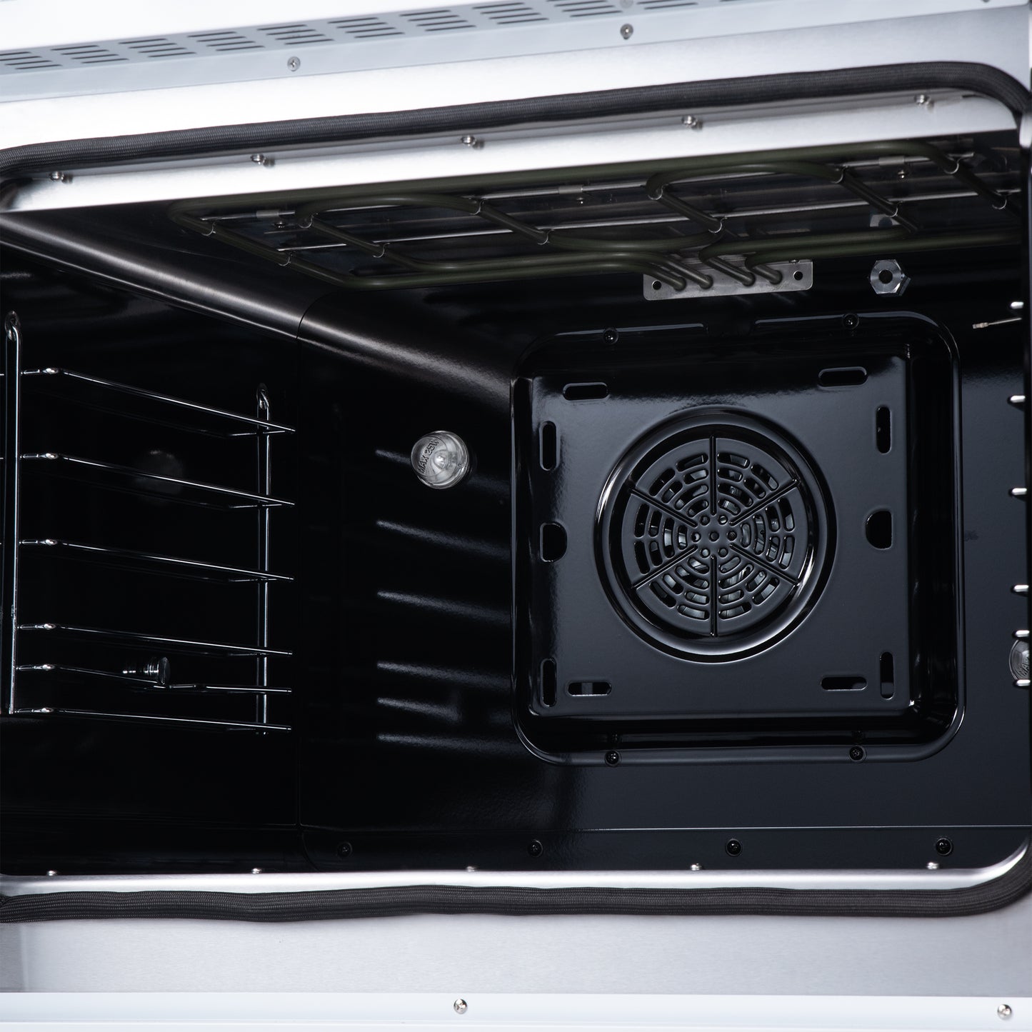 Galiano 30 Inch French Door Electric range, 4 radiant burners, 4.32 cf. True Convection oven, Air fryer kit, White - Forno Appliances